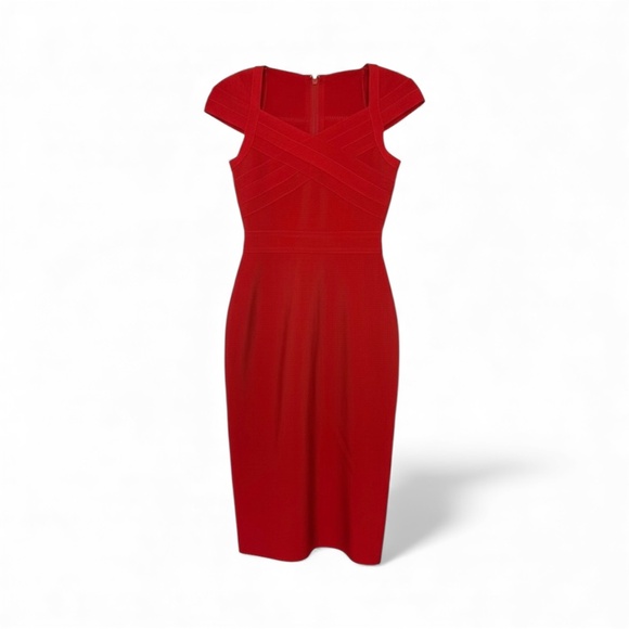 NWT Bella Barnett Bodycon Red Midi Dress Womans SZ. 6 Bandage Dress Holiday - Picture 2 of 14